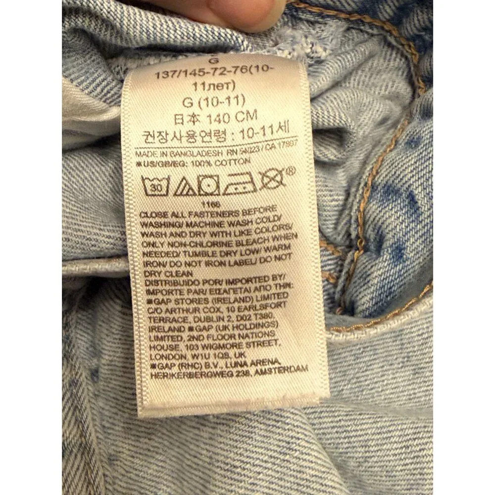 Gap Kids Denim Jacket‎ Light Wash Size L 100% Cotton Classic Snap Button